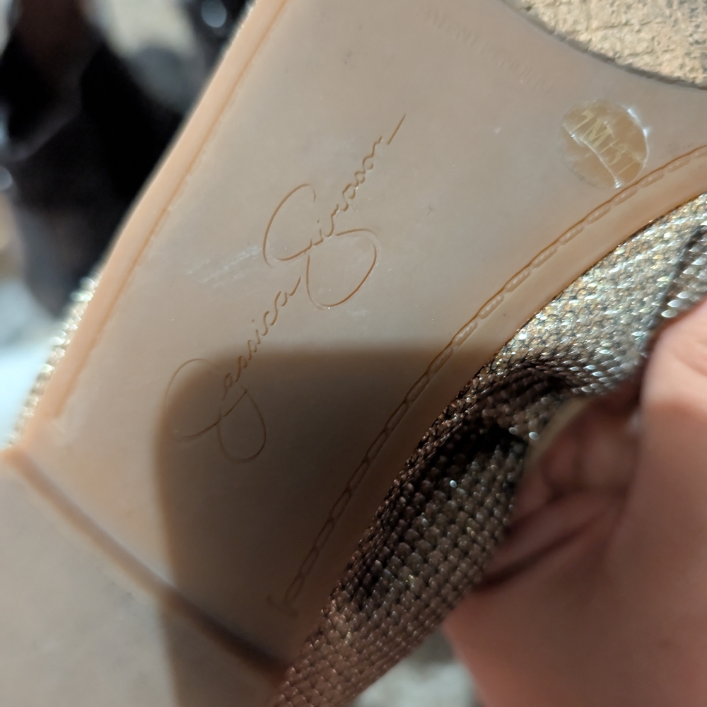 Jessica Simpson Sparkling Gold Heels
